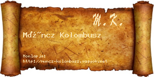 Müncz Kolombusz névjegykártya
